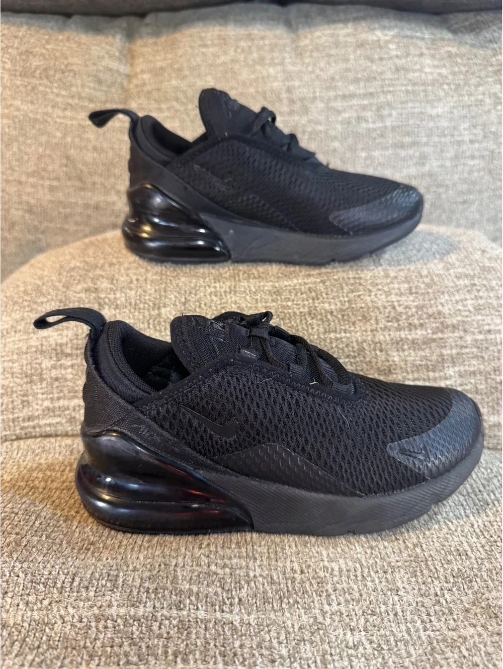 Nike Air Max 270 Triple Black Kids Sneakers Sz 13C AO2372-006